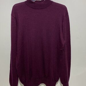 Kenneth Roberts Men's Purple Merino Wool Mock Neck Pullover Sweater Size Medium